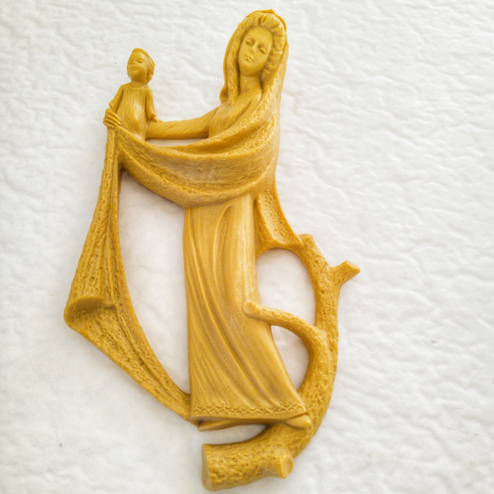 Mary and Baby Jesus Walk Sculpture.